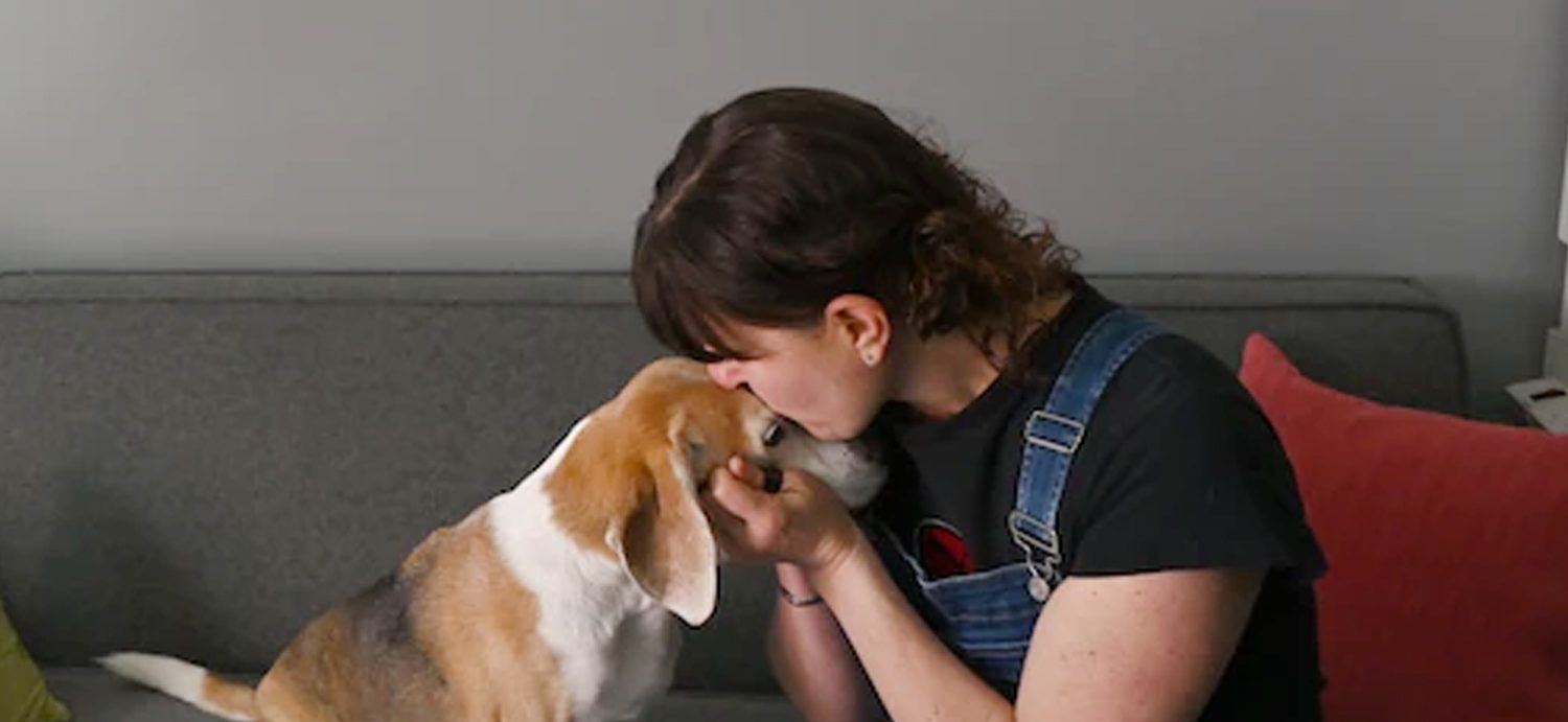 My beagle Hammy was used in a research lab for his first four years of life. I’m so lucky to be his therapy human.